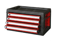 Governo multifunzionale d'acciaio della cima della cassetta portautensili, cassetta degli attrezzi nera rossa del metallo con i cassetti
