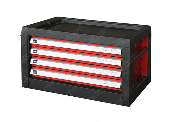 Governo multifunzionale d'acciaio della cima della cassetta portautensili, cassetta degli attrezzi nera rossa del metallo con i cassetti